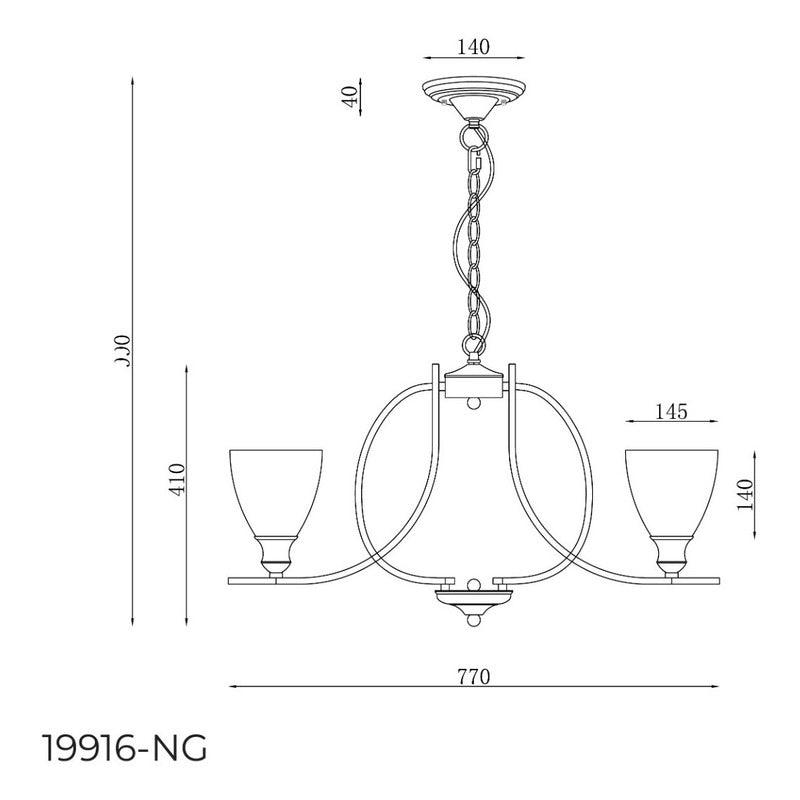 Lámpara Colgante Candil Estevez 19916-NG - Diseño Industrial - Acero Negro - 6 Luces E26 - LuzDeco