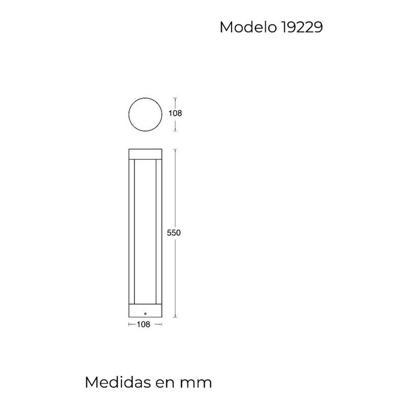 Lámpara LED Mini Poste Exterior Estevez 19229 - 6W - Luz Cálida 3000K - Aluminio - IP65- LuzDeco