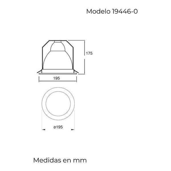 Foco LED Orientable Empotrable Techo Estevez 19446-0 - 8 pulgadas - E26 - Aluminio- LuzDeco