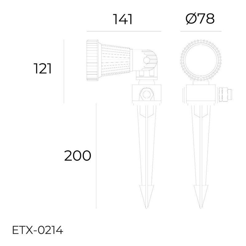 Foco Exterior LED Estevez 8W | Modelo ETX-0214-NEG | Proyector con Estaca | Resistente a la Sal - LuzDeco