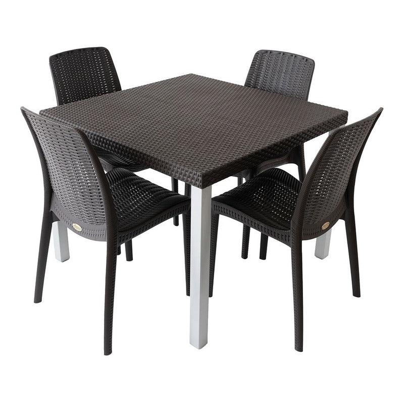 Lagoon, Silla Rue 7025, Mesa Oslo 7021, Comedor para exterior, comedor para interior, Muebles de rattan sintetico, Mobiliario de terraza, Diseño de ratan, Resistente a los rayos UV, Muebles resistentes a los rayos UV, Muebles de mimbre