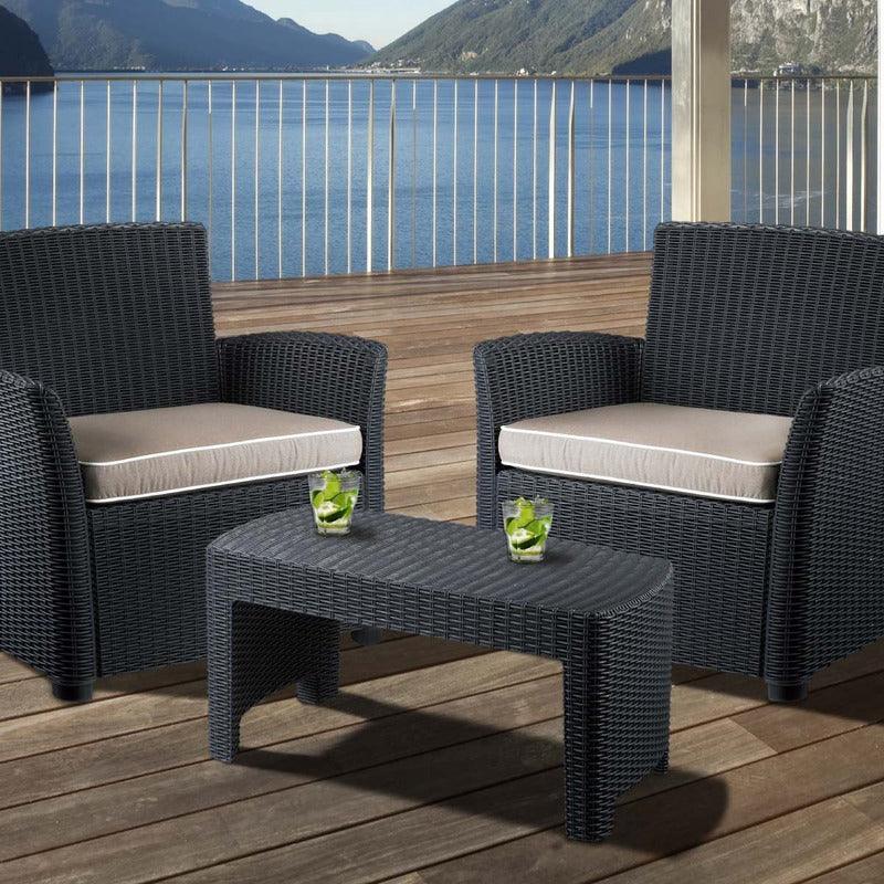 Lagoon, Gardenia 7026CT Mesa de Centro, Mesa se Centro rattan, Mesa de centro para exterior, Mesa de centro apta para exterior, Sillón de jardín, Rattan sintético, Resistente a la interperie, Mobiliario de terraza, Estilo contemporáneo, Comodidad exterior