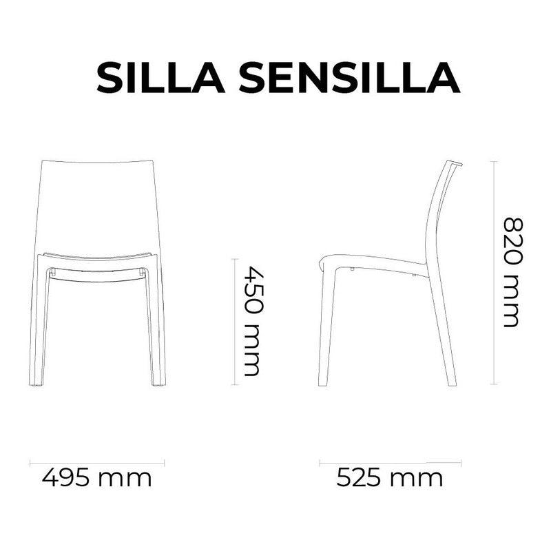 Lagoon, Silla Sensilla 7052, Silla de comedor, silla de comedor para exterior, silla de comedor para interior, Silla Simple, Muebles de interior, Mobiliario de terraza, Sillas para terraza, Resistente a los rayos UV, Muebles resistentes a los rayos UV, Muebles de exterior