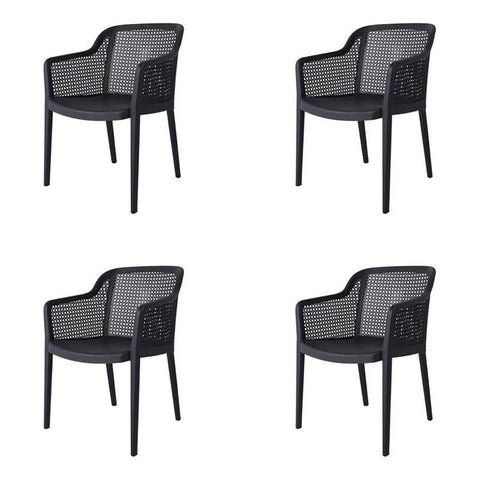 Lagoon Set de 4 Sillas de Comedor Clásicas con Descansabrazos para Exterior e Interior con Protección Solar UV, Modelo Grace 7028