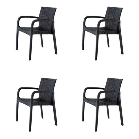 Lagoon Set de 4 Sillas de Comedor Tipo Ratán para Exterior e Interior con Protección Solar UV, Modelo Koppla 7027