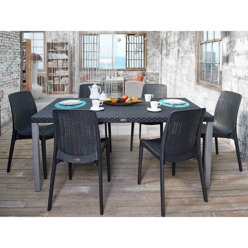 Lagoon, Silla Rue 7025, Silla de comedor, silla de comedor para exterior, silla de comedor para interior, Muebles de rattan sintetico, Mobiliario de terraza, Diseño de ratan, Resistente a los rayos UV, Muebles resistentes a los rayos UV, Muebles de mimbre