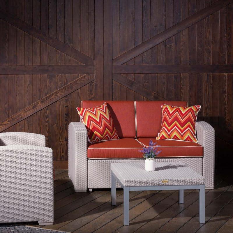 Lagoon, Magnolia 7023LC, Sillón doble, Love seat de rattan, Sillón para exterior, Love seat apto para exterior, Sillón de jardín, Rattan sintético, Cojines resistentes a la intemperie, Mobiliario de terraza, Estilo contemporáneo, Comodidad exterior