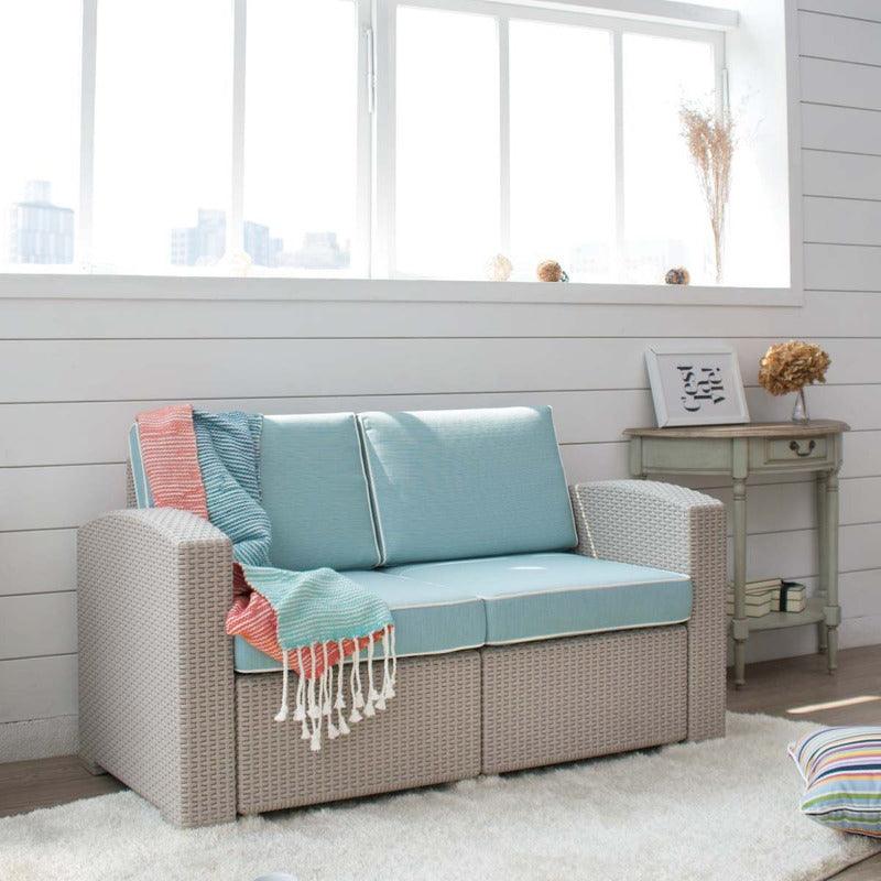 Lagoon, Magnolia 7023LC, Sillón doble, Love seat de rattan, Sillón para exterior, Love seat apto para exterior, Sillón de jardín, Rattan sintético, Cojines resistentes a la intemperie, Mobiliario de terraza, Estilo contemporáneo, Comodidad exterior