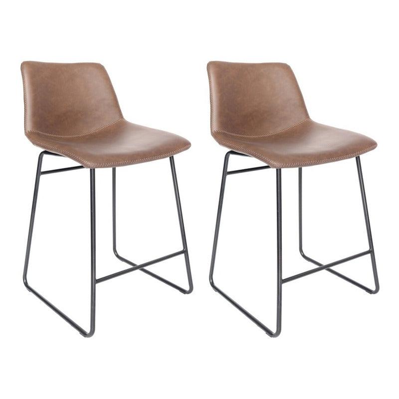 2 Bancos de Barra | OHV56 | Tipo piel | Café