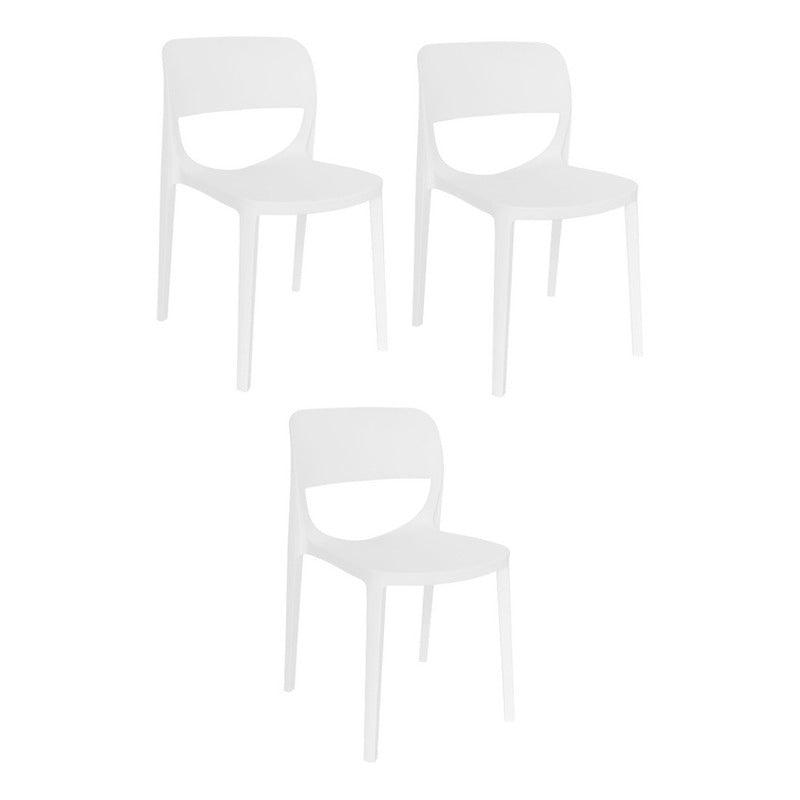 Offiho Set de 3 Sillas de Comedor Durables Para Exterior e Interior con Protección UV, Modelo Air OHV133 - LuzDeco