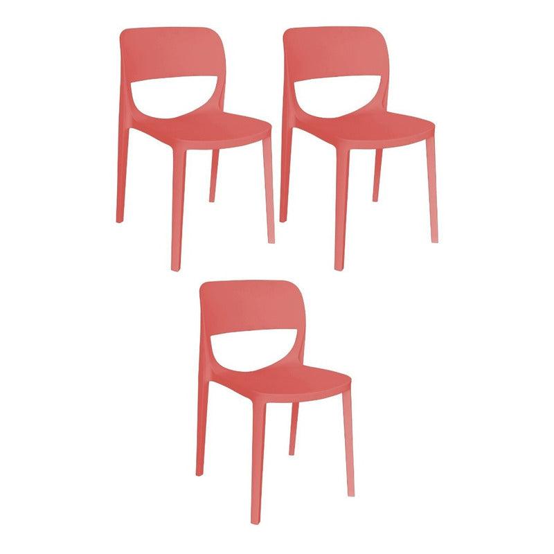 Offiho Set de 3 Sillas de Comedor Durables Para Exterior e Interior con Protección UV, Modelo Air OHV133 - LuzDeco