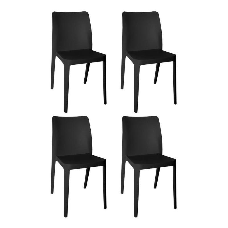 Offiho Set de 4 Sillas de Comedor Durables Para Exterior e Interior con Protección UV, Modelo Solei OHV59 - LuzDeco