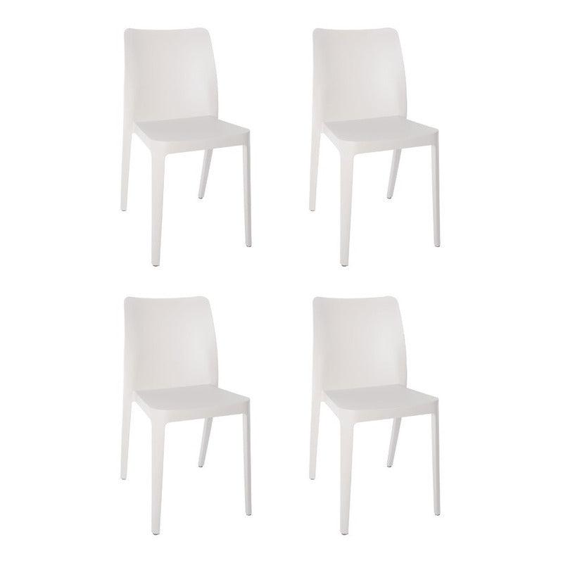 Offiho Set de 4 Sillas de Comedor Durables Para Exterior e Interior con Protección UV, Modelo Solei OHV59 - LuzDeco