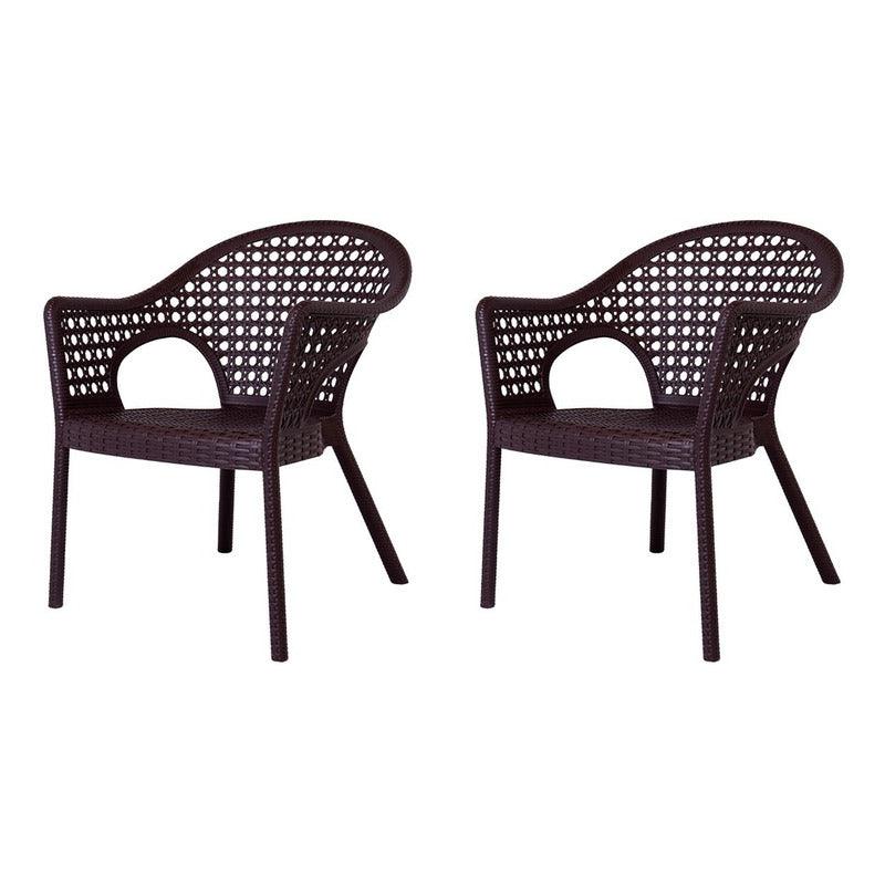 Set de 2 Sillas de Comedor Tipo Ratán Con Descansabrazos para Exterior e Interior con Protección Solar UV, Modelo Iris 7029 - LuzDeco