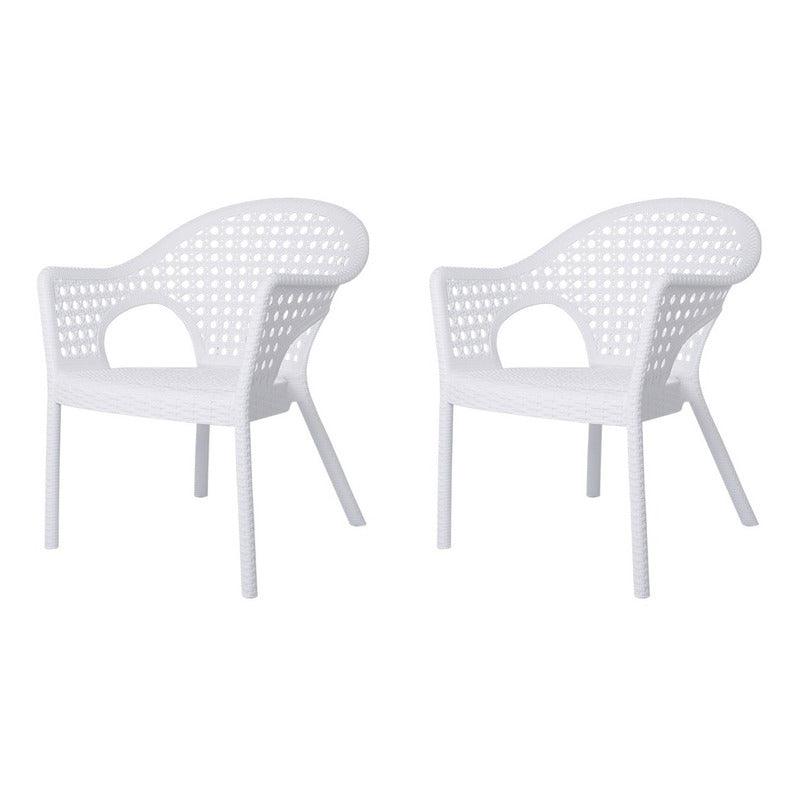 Set de 2 Sillas de Comedor Tipo Ratán Con Descansabrazos para Exterior e Interior con Protección Solar UV, Modelo Iris 7029 - LuzDeco