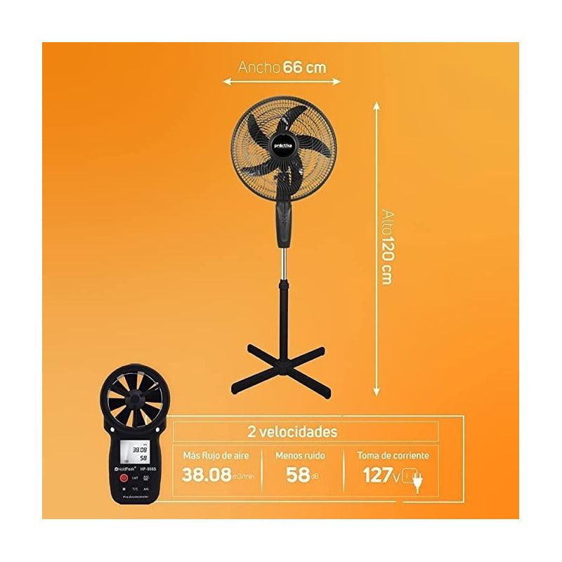 Taurus Practika Ventilador de Pedestal 16 Pulgadas Silencioso Oscilatorio Color Negro, Modelo M94407100 - LuzDeco