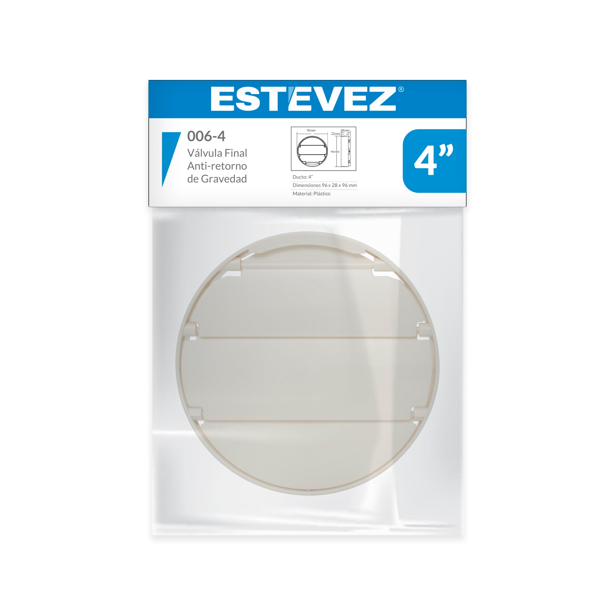 Estevez Válvula Final Anti-retorno de Gravedad para Extractor de 4",  Modelo 006-4