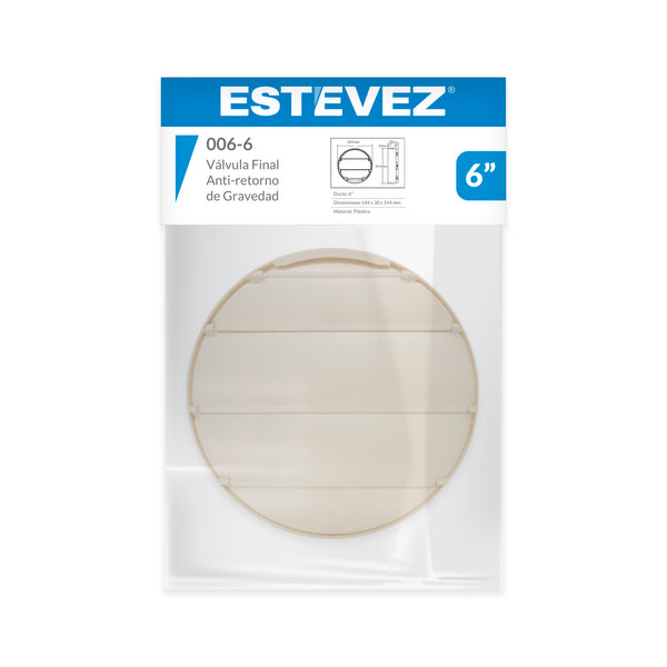 Estevez Válvula Final Anti-retorno Gravedad para Extractor 6", Modelo 006-6 - Luzdeco