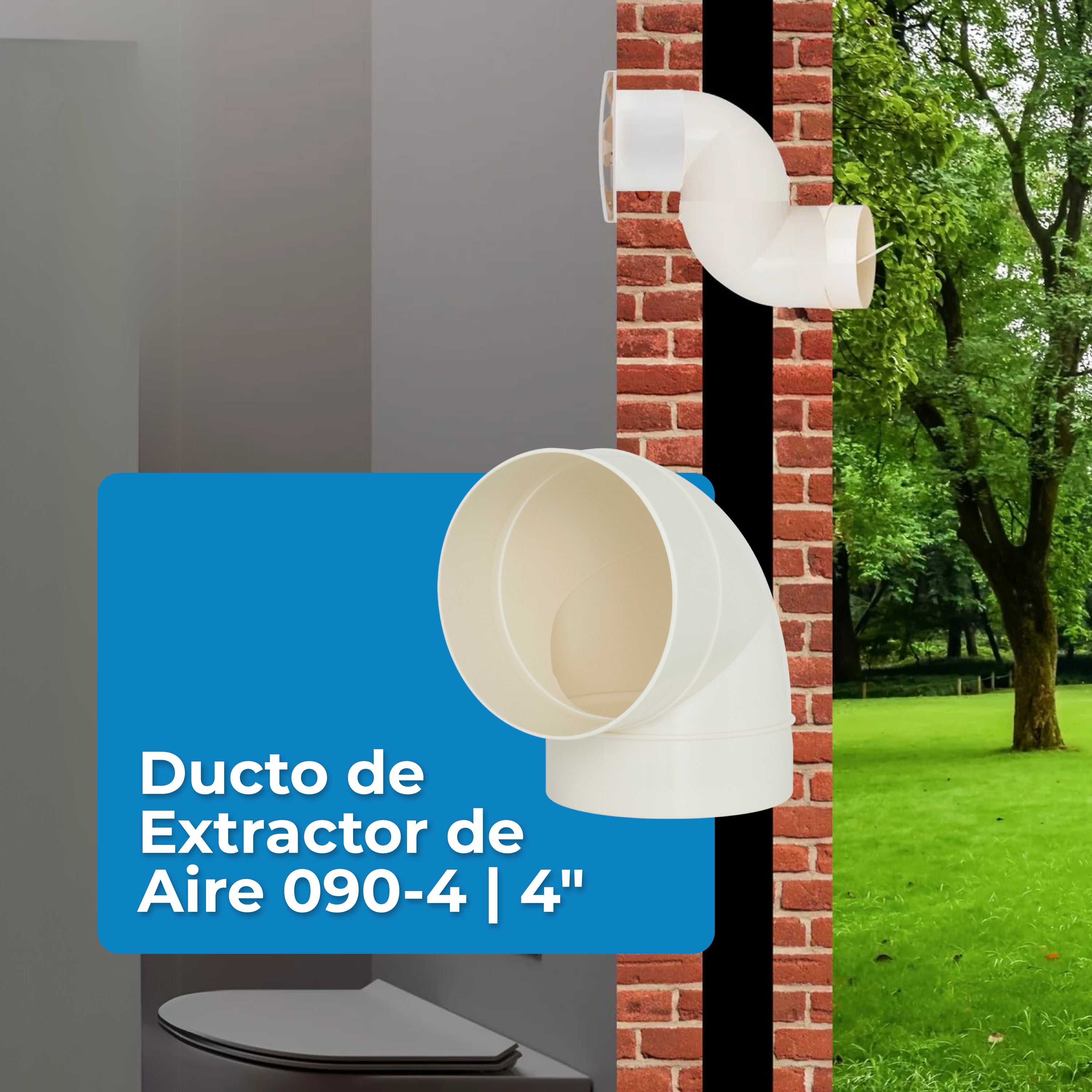Estevez Cambio de Dirección Ducto Extractor 4" - Modelo 090-4 - Codo Plástico Blanco - Luzdeco