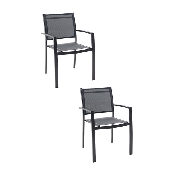 Naterial Set de 2 Sillas de Jardín Apilables de Aluminio y Textileno con Brazos para Exterior , Modelo Lyra Beta