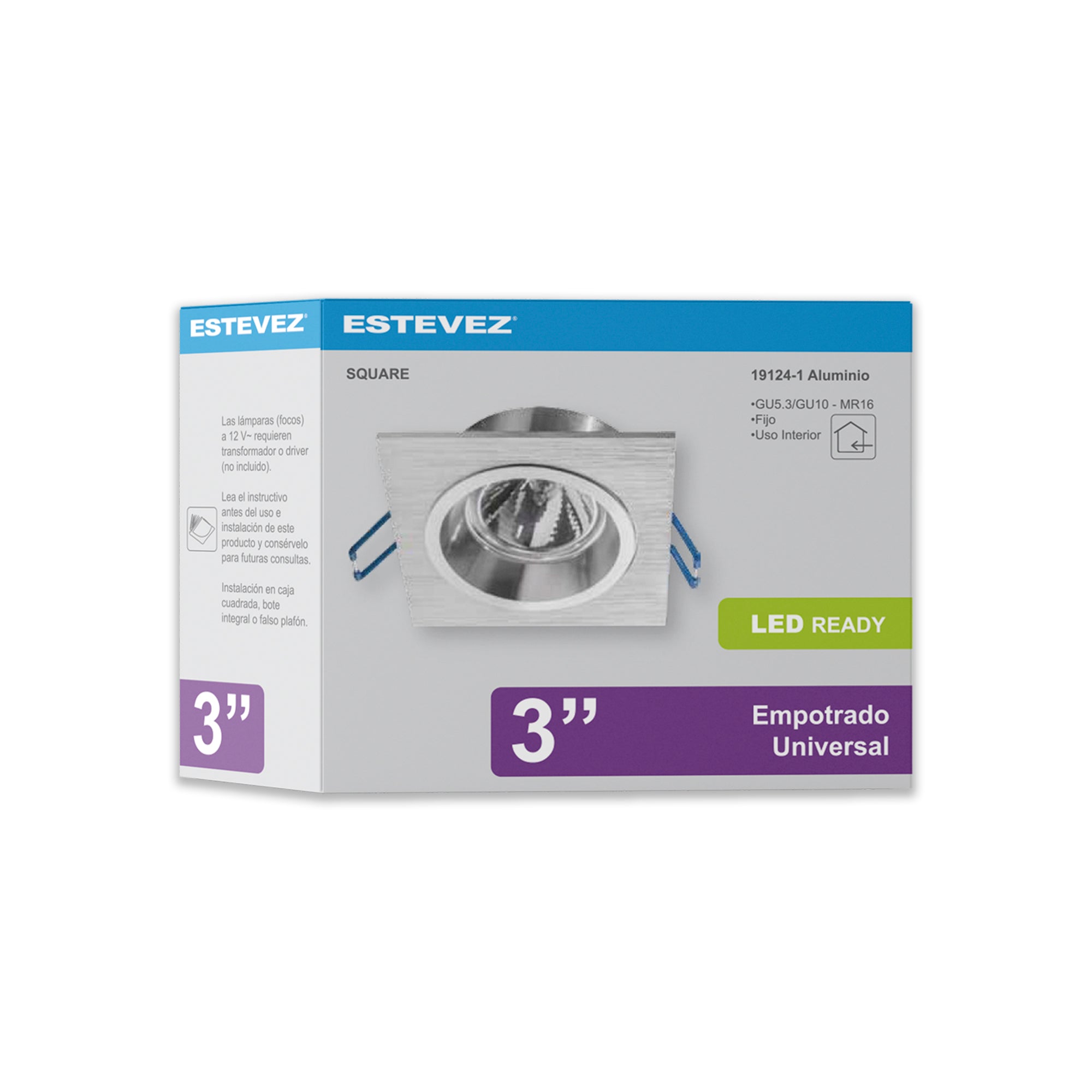 Estevez Luminario Empotrado Fijo  Fijo LED, GU5.3/GU10, Modelo 19124-1