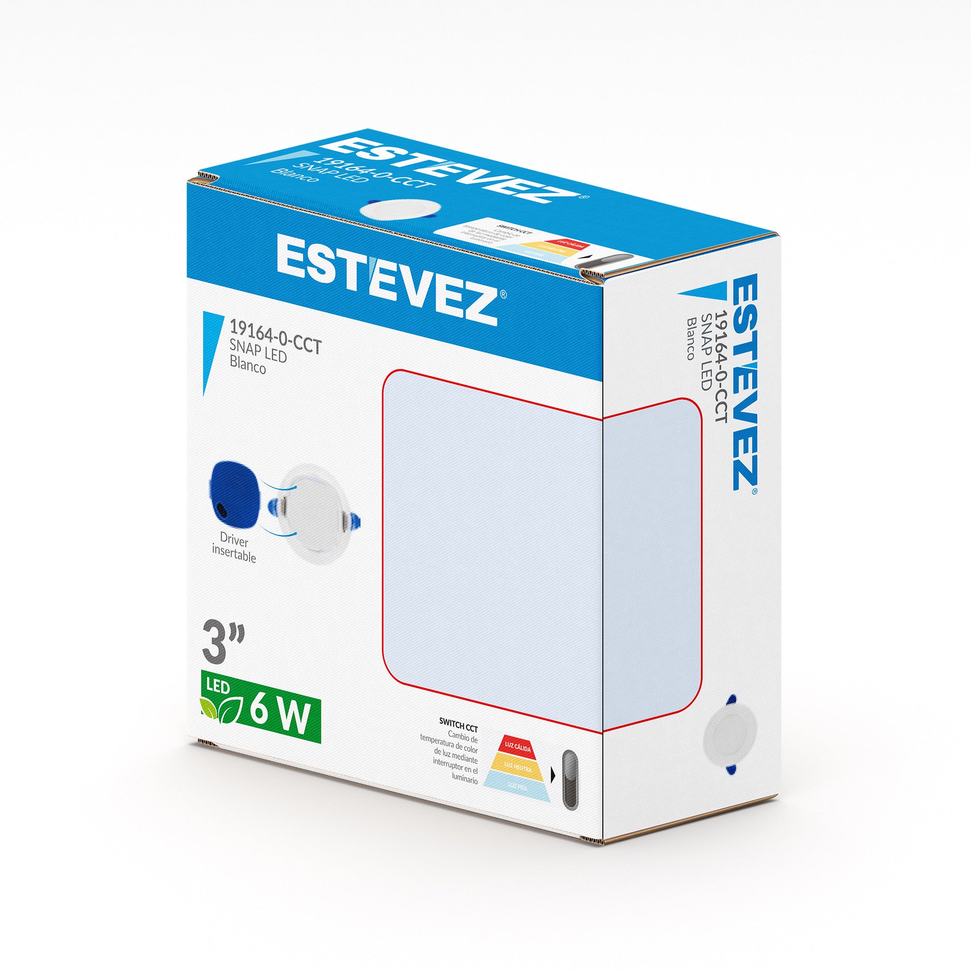 Estevez Foco LED Empotrable 6W CCT Switch Ø95 mm SNAP CCT, Modelo 19164-0-CCT
