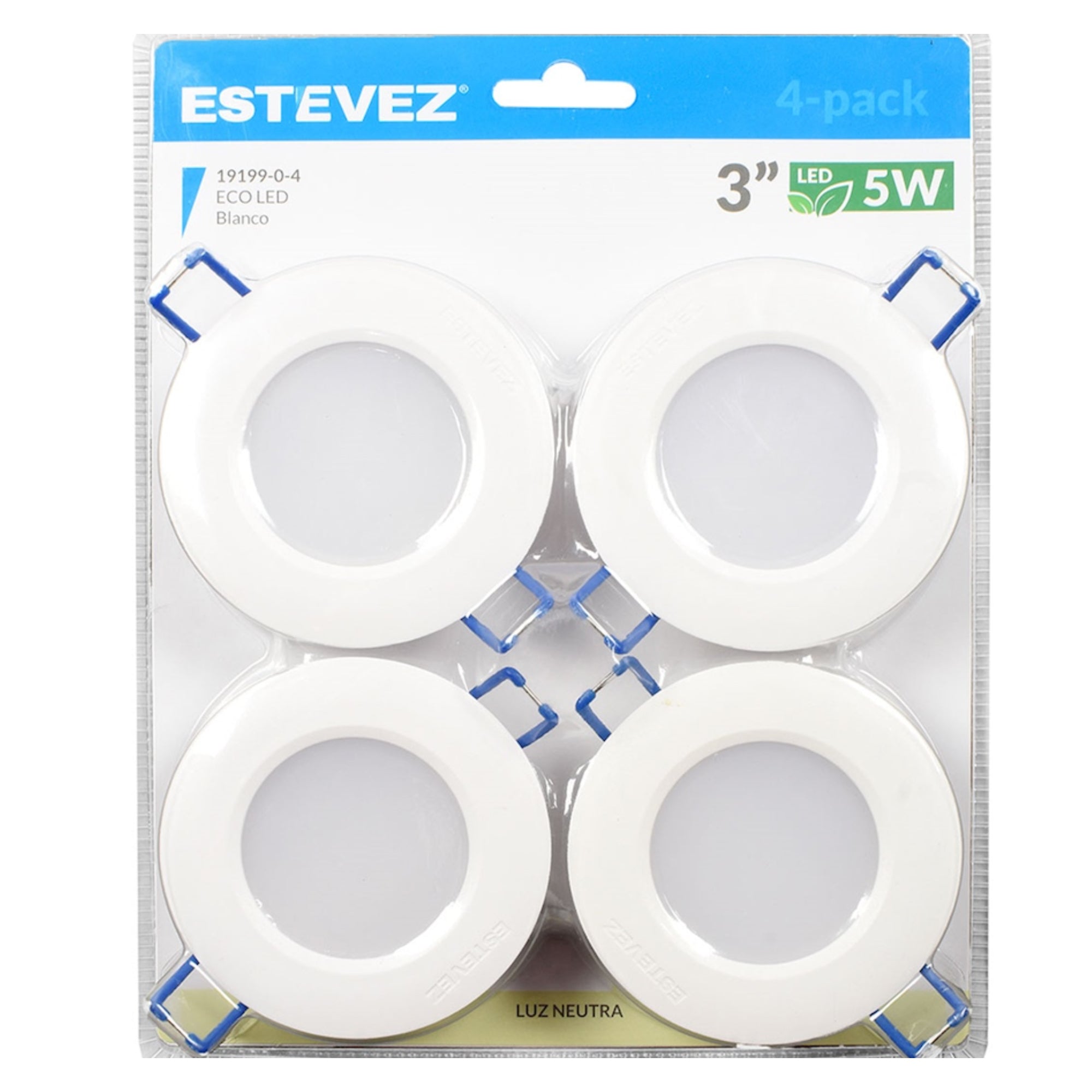 Estevez Pack de 4 Luminarios Led 5 W, Luz Neutra, Modelo 19199-0-4