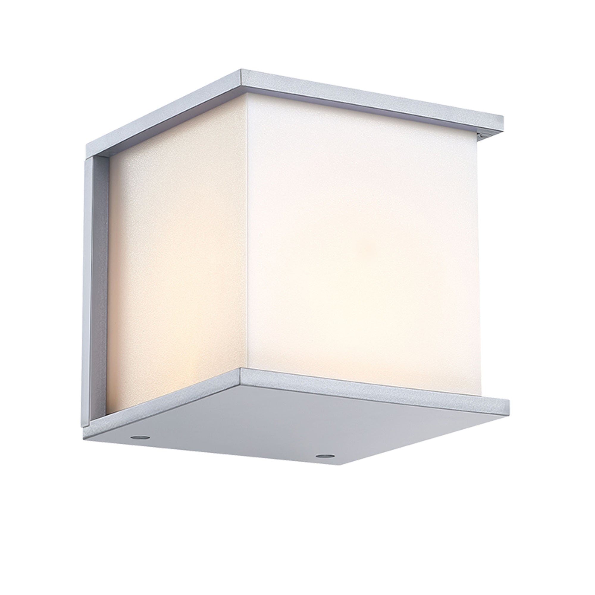 Estevez Luminaria Box Para Muro Exterior E26 IP44 Aluminio Níquel, Modelo 19280-1