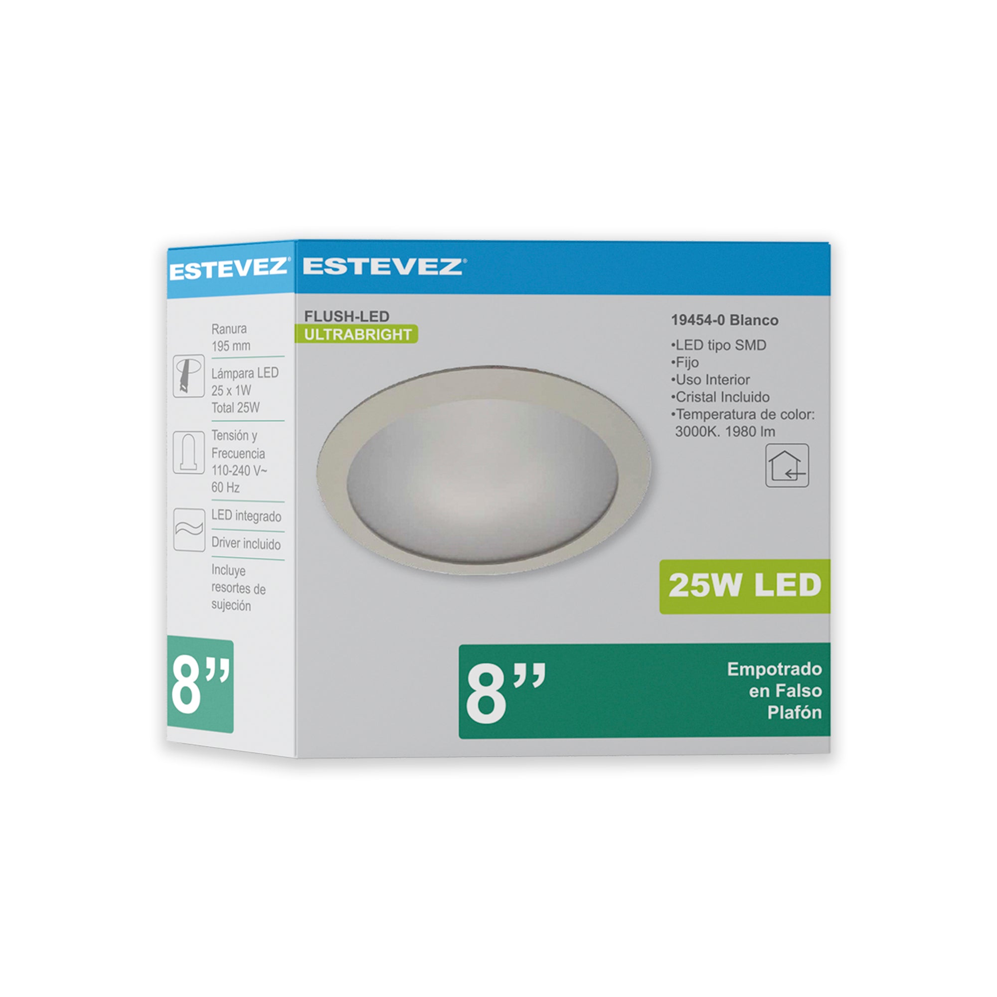 Estevez Luminario LED Empotrable En Techo Downlight, Modelo 19454-0