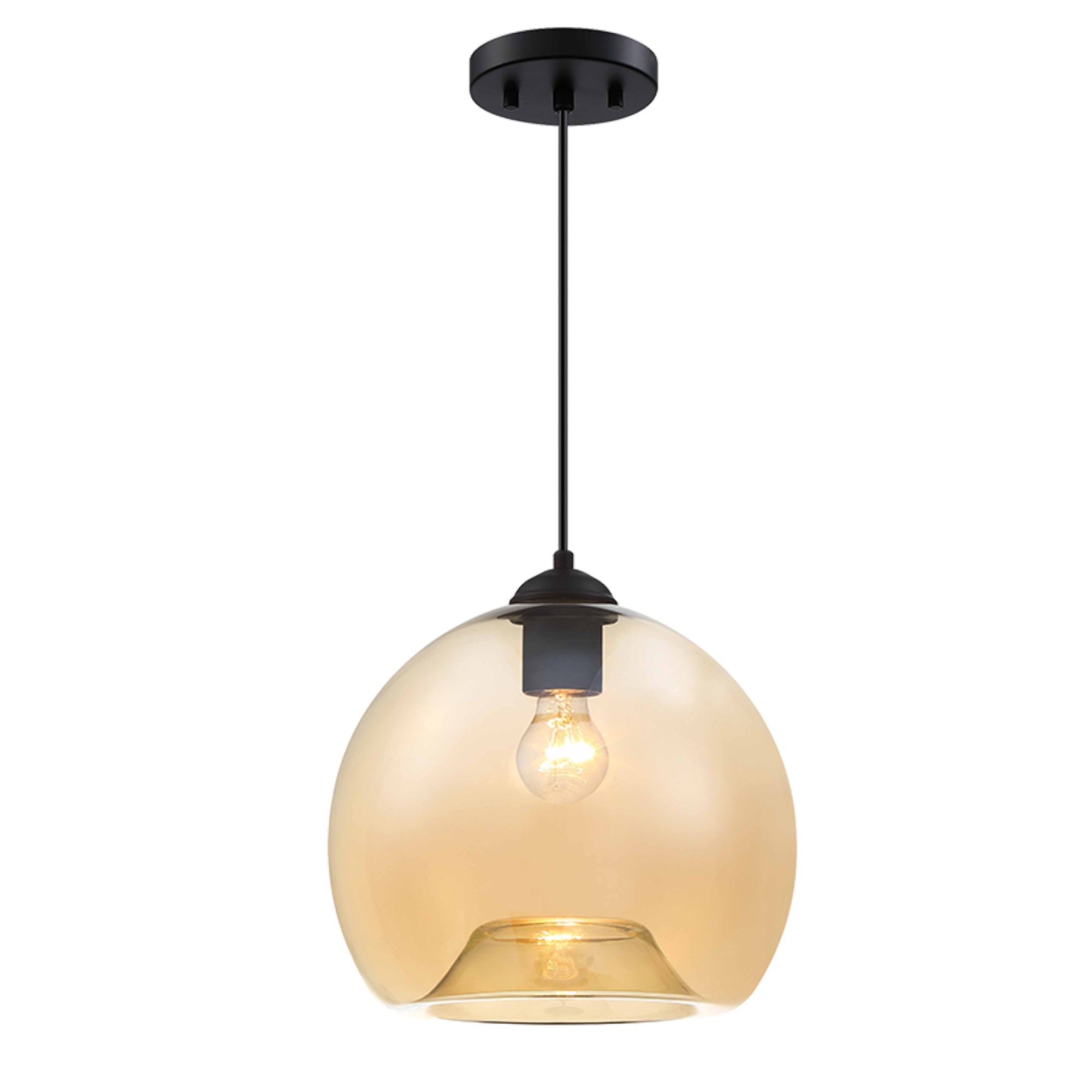 Estevez Luminaria Decorativa Colgante Tipo Globo de Vidrio Ámbar E26, Modelo 19921-2