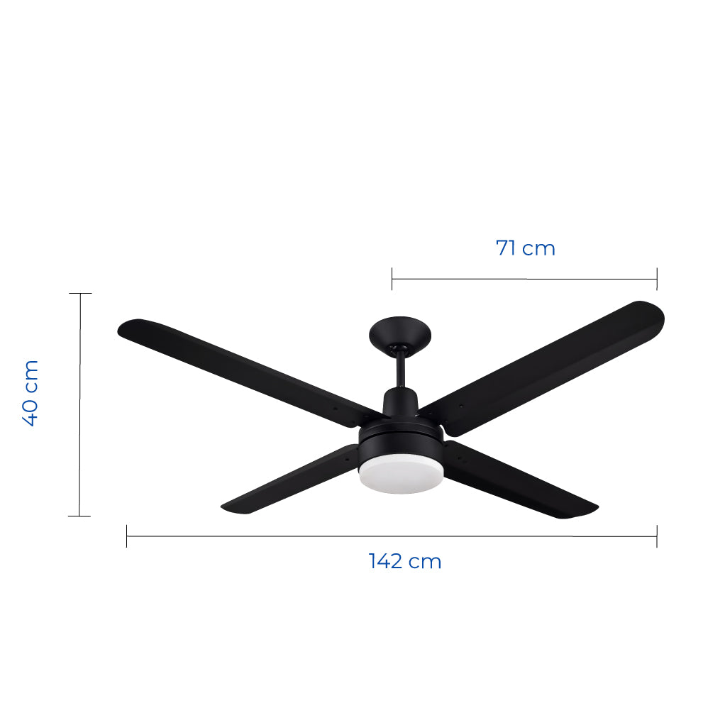 Narvik Ventilador de Techo de 56" Con Luz CCT de 4 Aspas de Aluminio con Control de Pared para Uso Industrial, Modelo NA-CL56MB