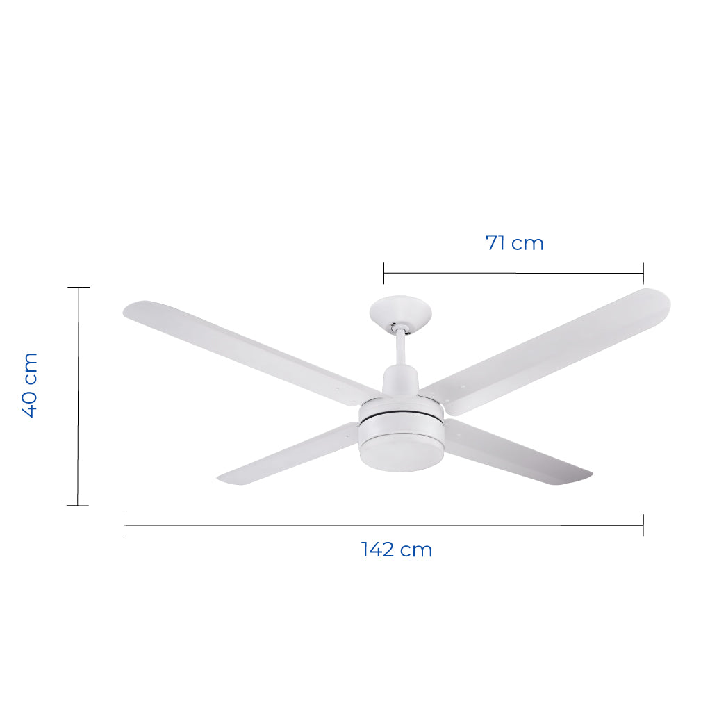 Narvik Ventilador de Techo de 56" Con Luz CCT de 4 Aspas de Aluminio con Control de Pared para Uso Industrial, Modelo NA-CL56MB