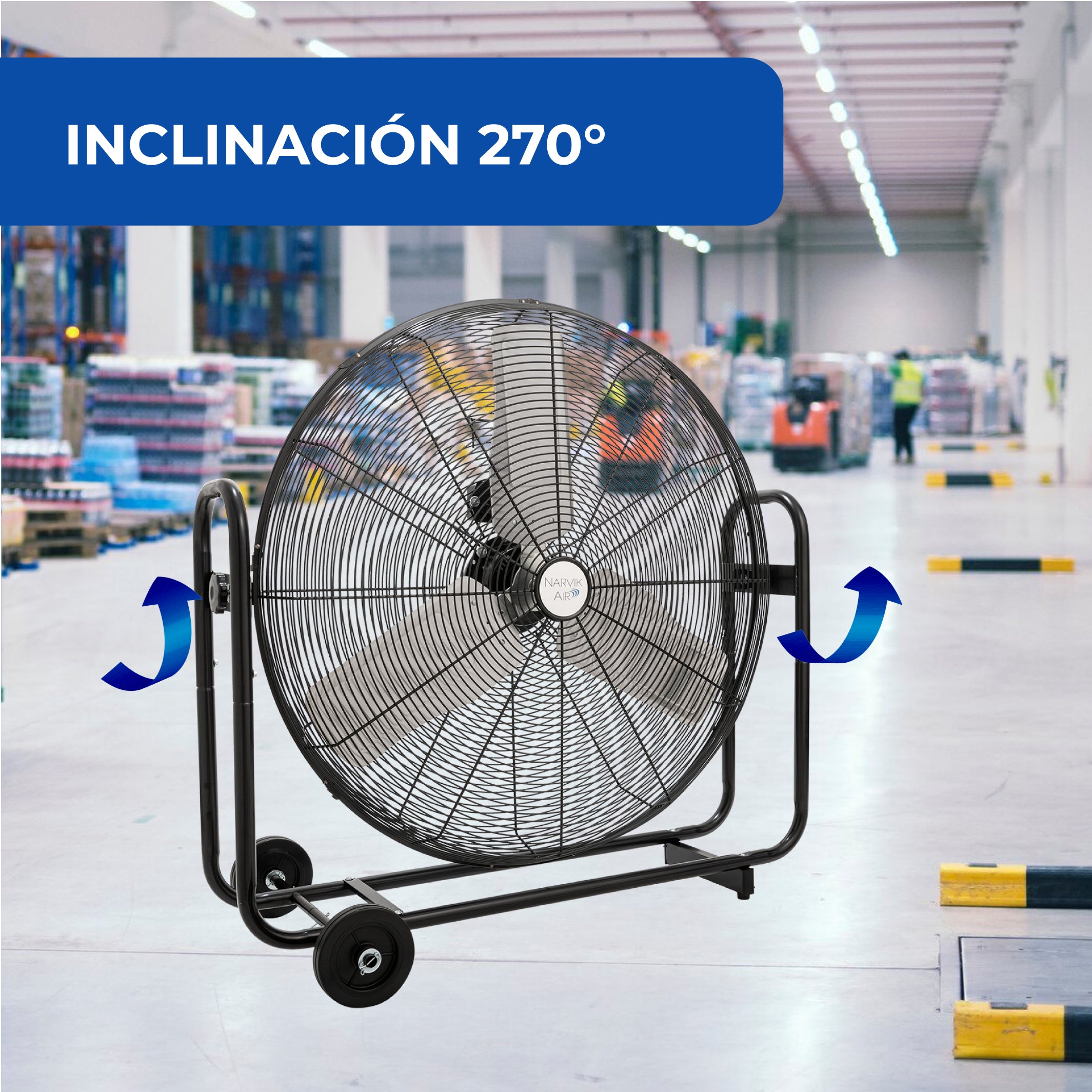 Narvik  Ventilador Industrial De Piso de 30" con Ruedas e Inclinación de 270°,  Modelo NA-F30