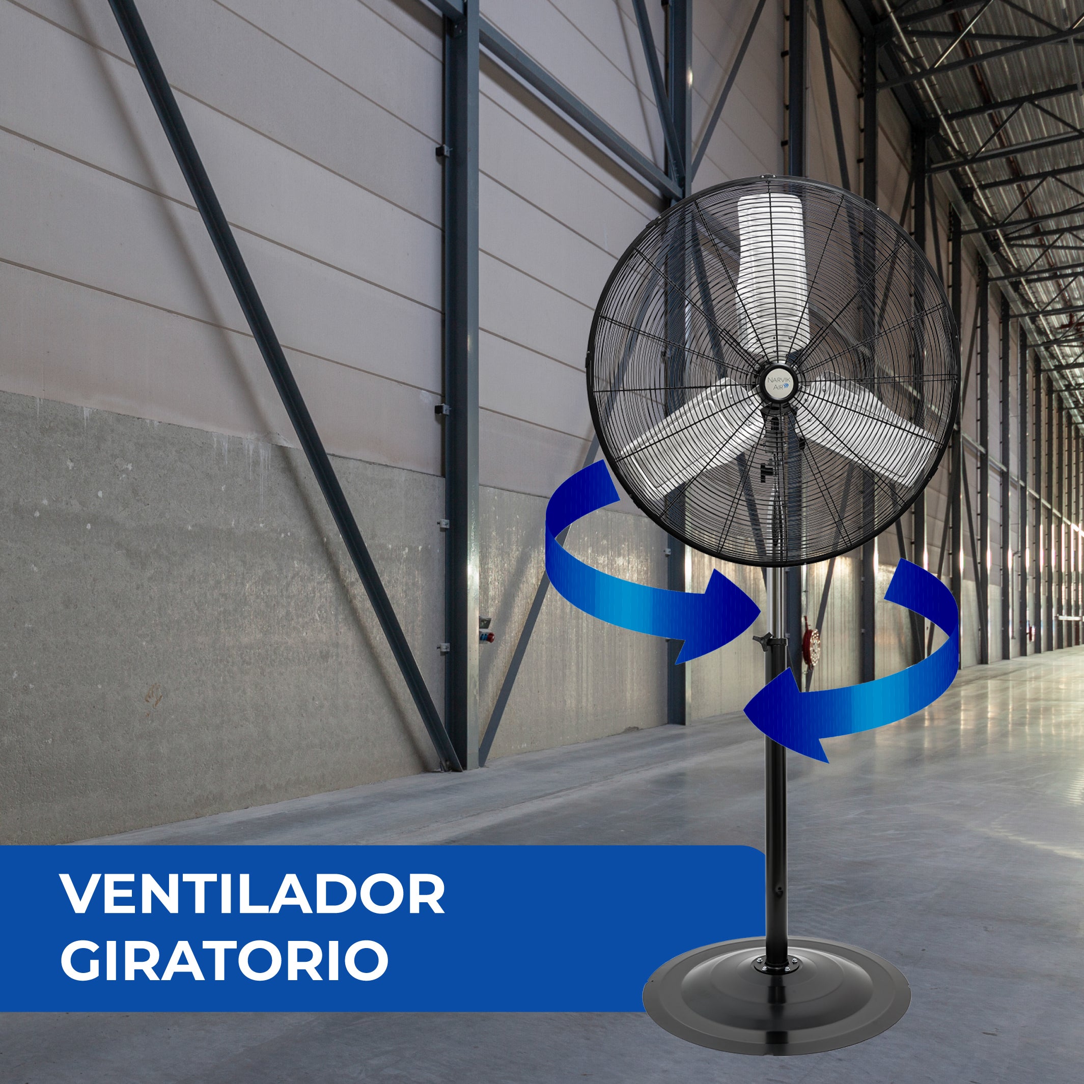 Narvik Ventilador Industrial de Pedestal de 30" 230W con 3 Aspas Aspas Metálicas, Modelo NA-S30