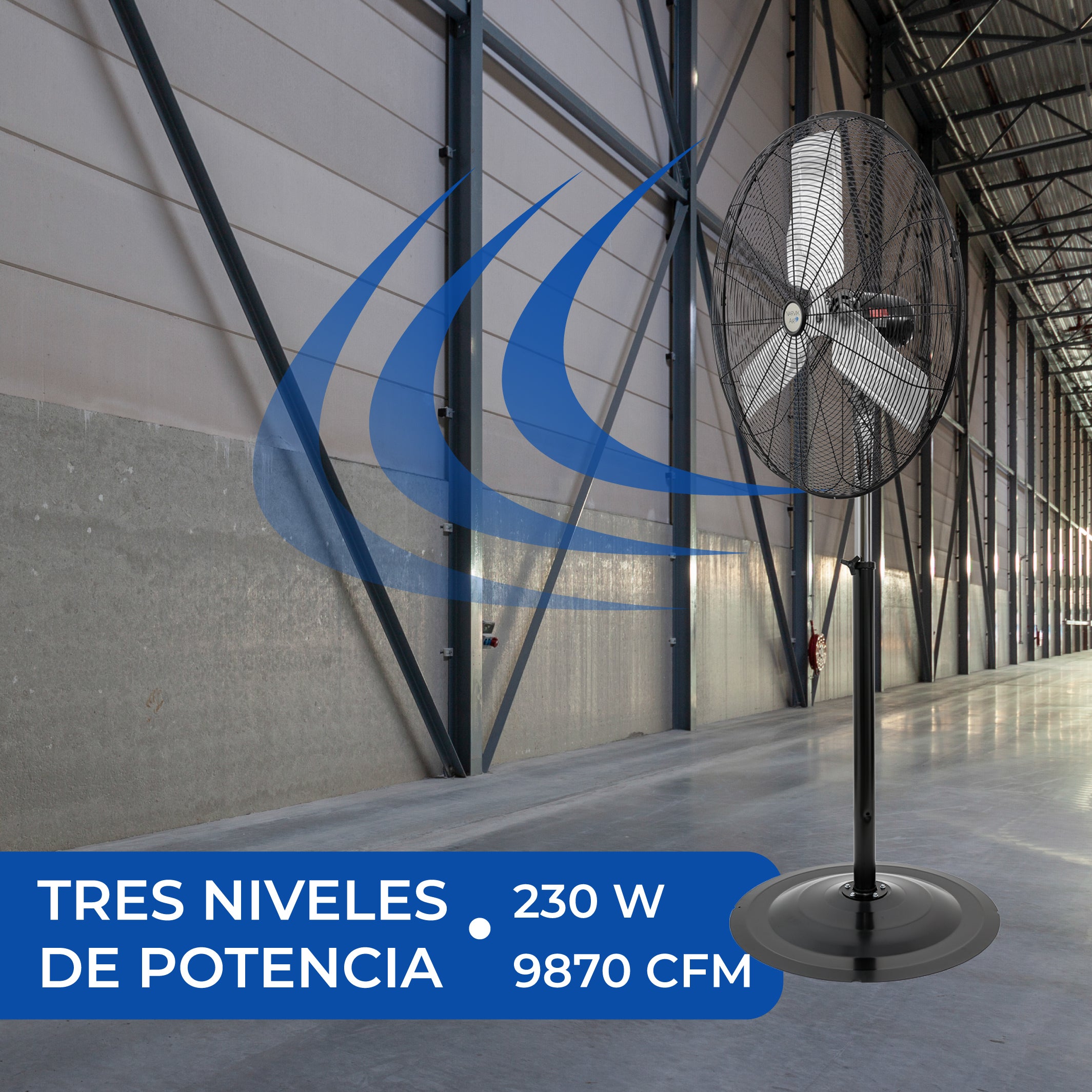 Narvik Ventilador Industrial de Pedestal de 30" 230W con 3 Aspas Aspas Metálicas, Modelo NA-S30