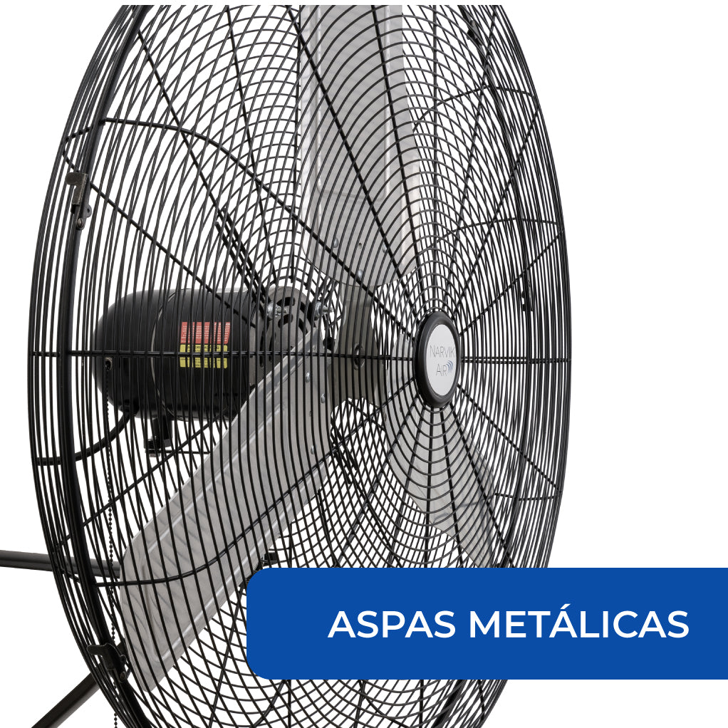 Narvik Ventilador de Pared Industrial de 30" con 3 aspas metálicas, 3 Velocidades con Rango Oscilatorio, Modelo NA-W30