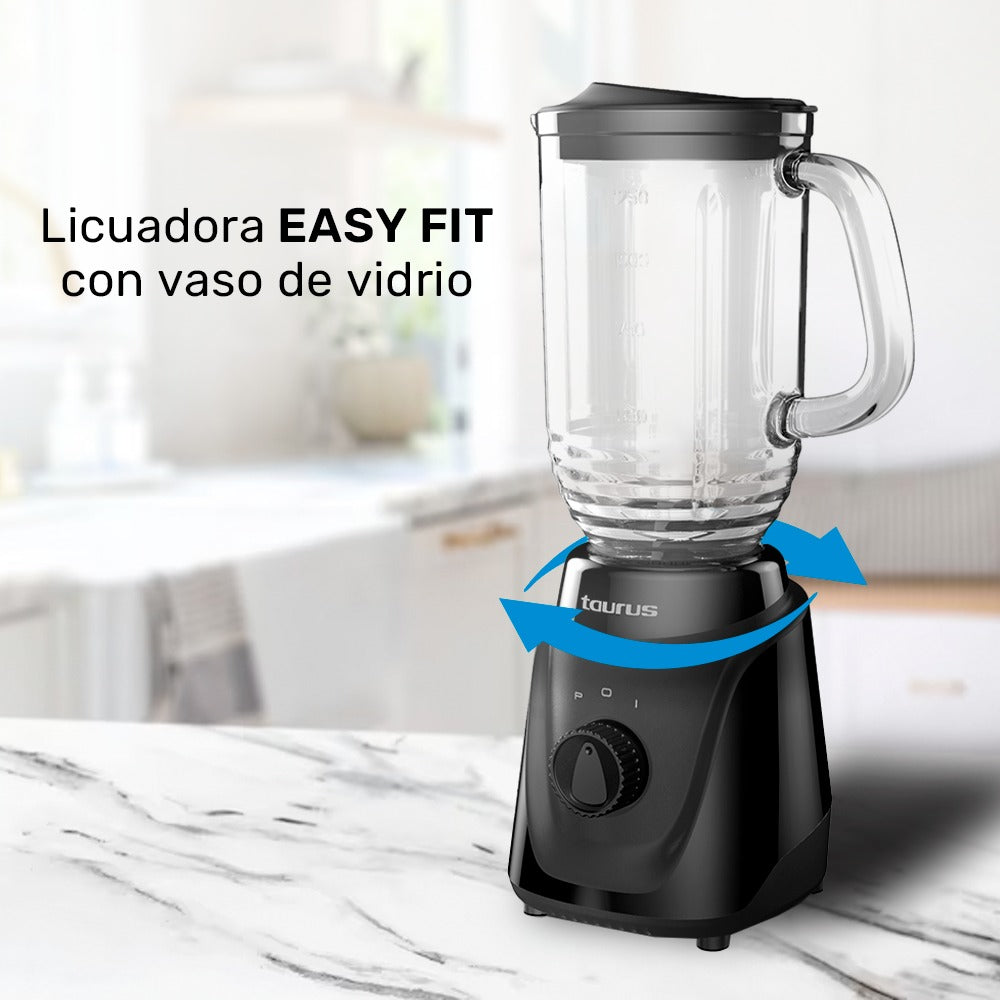 Taurus Licuadora con Vaso de Vidrio de 1L 300W con Luz LED, Modelo M91214103