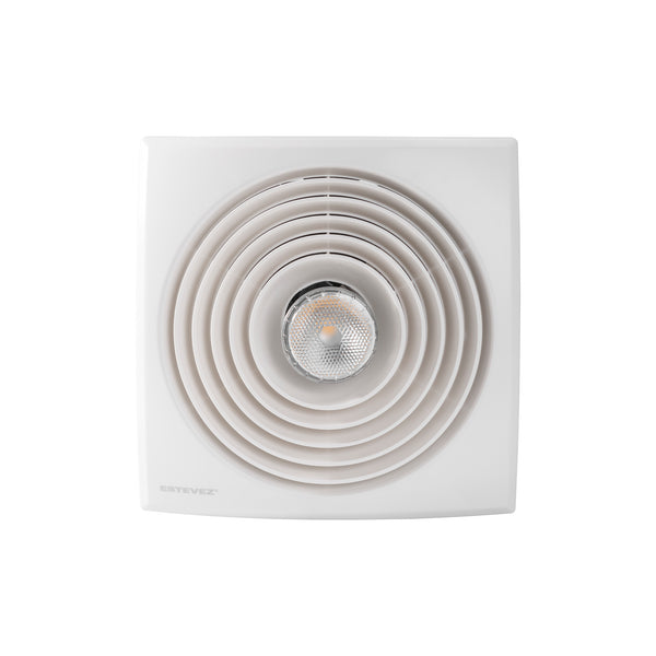 Estevez Carátula para Extractor de Aire 8" - Modelo 3108-TBL, Colores Blanco, Negro Zafiro, Cromo, Cristal Blanco - Luzdeco