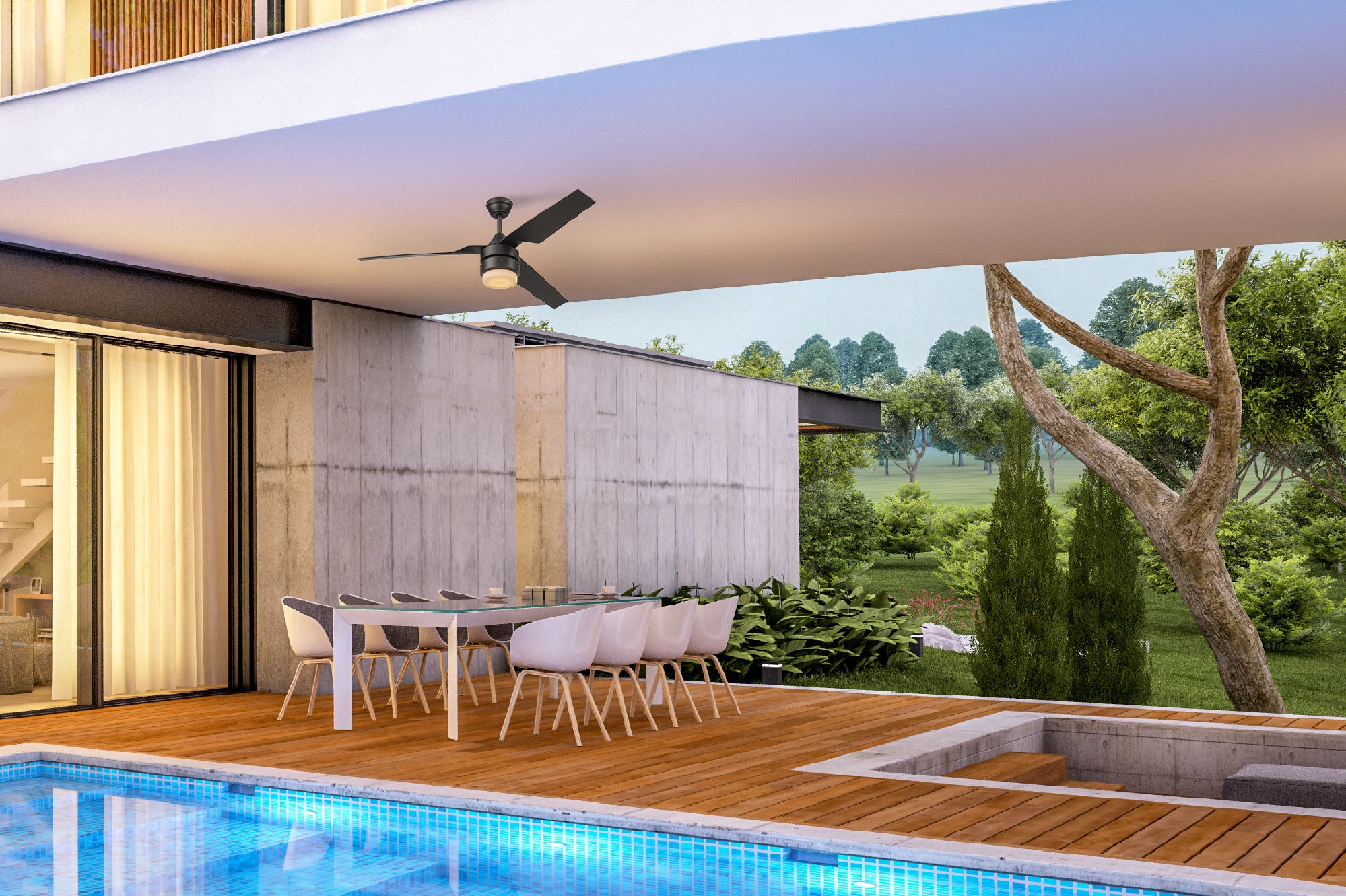 Coolfan Ventilador de Techo de 52" con Luz LED y 3 Aspas Plásticas con Control Remoto para Interior y Exterior, Modelo Los Cabos CCT
