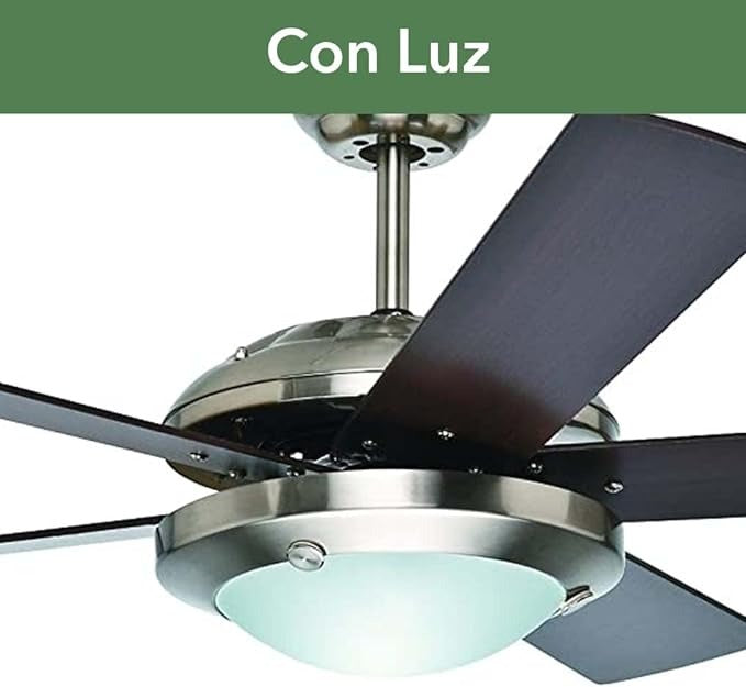 Hunter Ventilador de Techo con Luz de 52" con 5 Aspas con Control de Cadena, Modelo Solaris