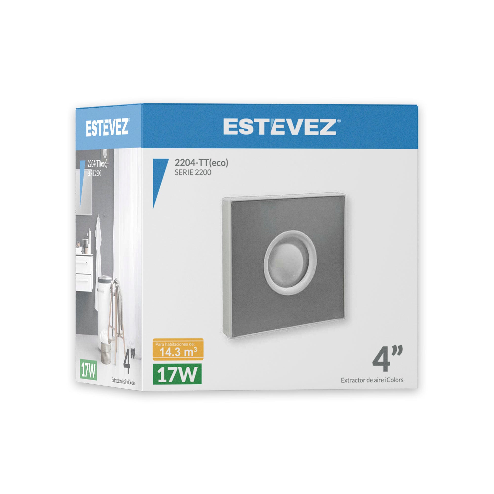 Estevez Extractor de Aire de 4", Para Muro, Modelo 2204-RJ(eco)