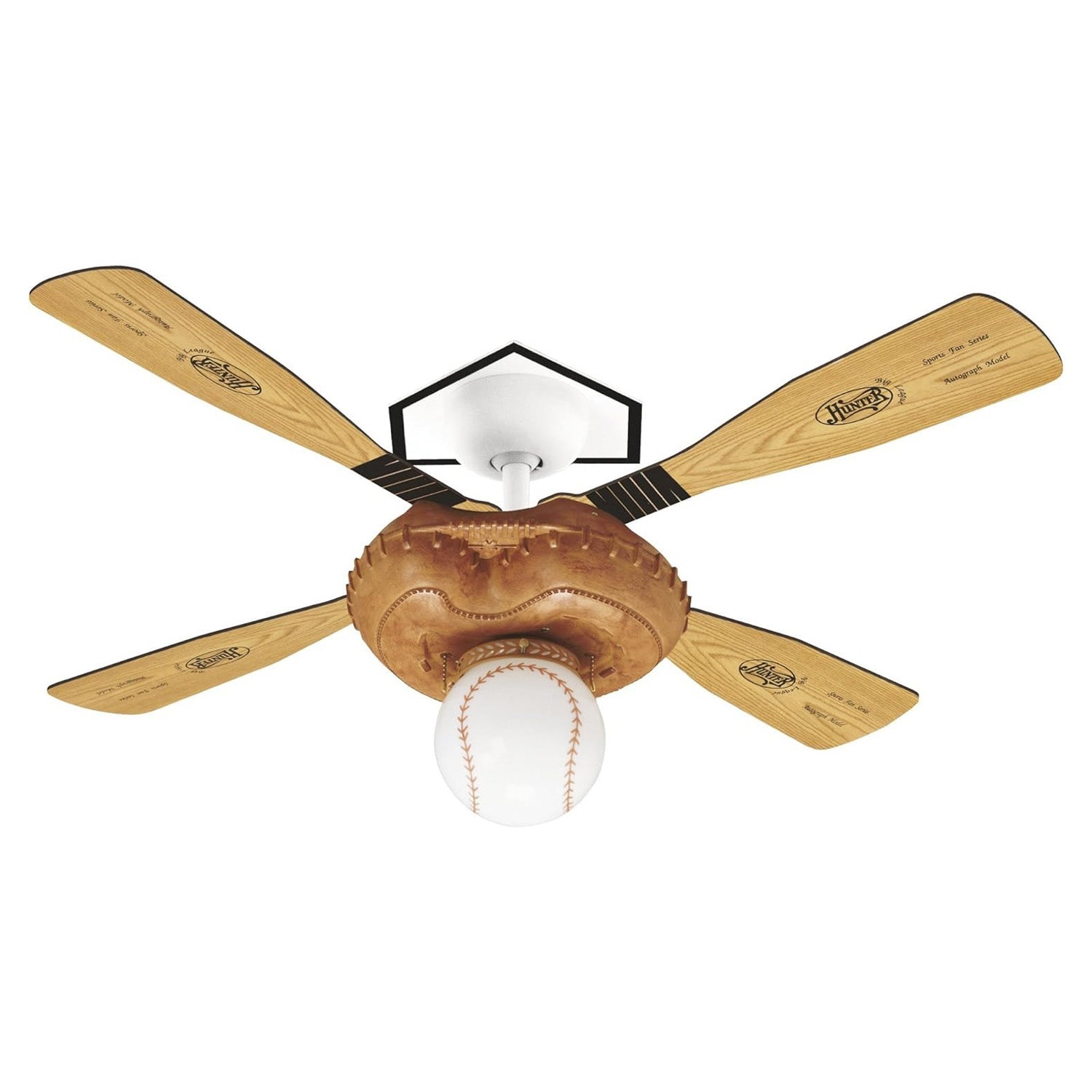 Hunter Ventilador de Techo con Luz de 44" con 4 Aspas con Control de Cadena, Modelo Baseball 23252