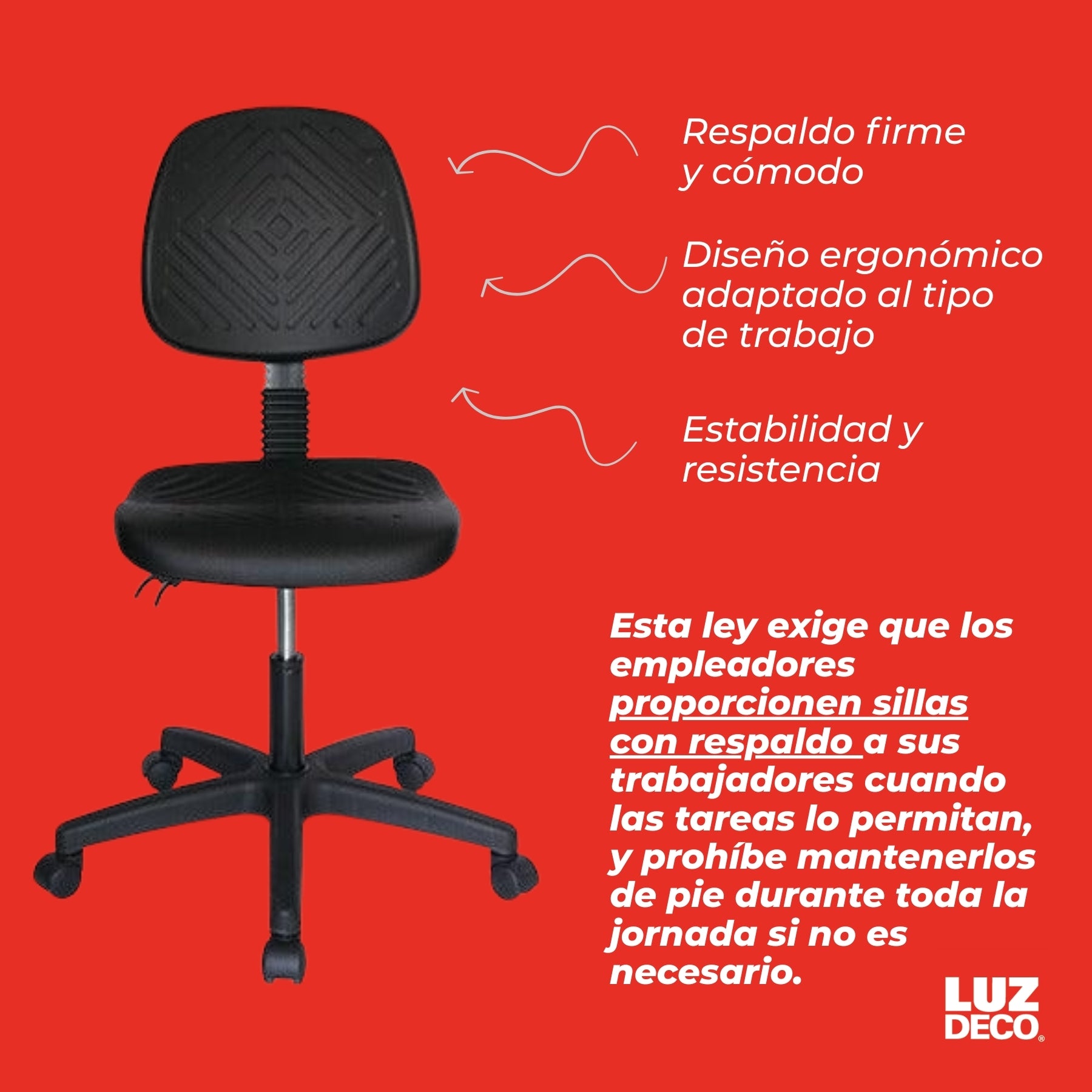 Offiho Sillas De Oficina Industrial Ergonómica Reclinable con Altura Ajustable, Modelo OHI46-HEAVYDUTY