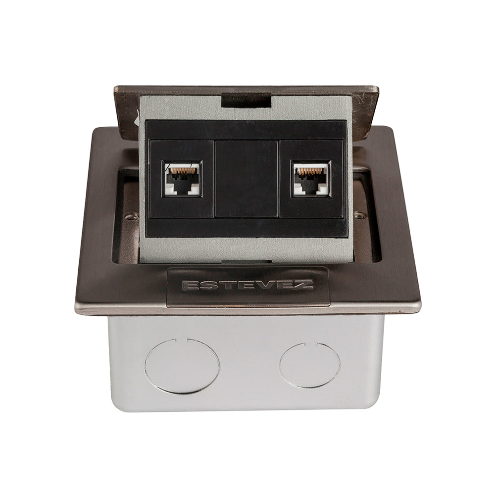 Conexión de Piso Estevez 32018-TT | 2P+T + RJ45 | Titanio | Exterior ...