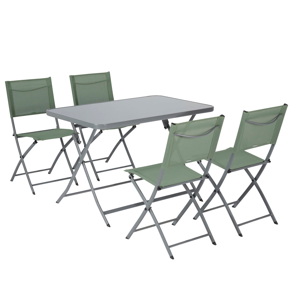 Naterial Set de Comedor: Mesa + 4 Sillas Plegables con Descansabrazos de Acero Aptas para Exterior, Modelo Emys