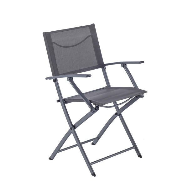 Naterial Set de 4 Sillas Plegables con Descansabrazos de Acero Aptas para Exterior, Modelo Emys