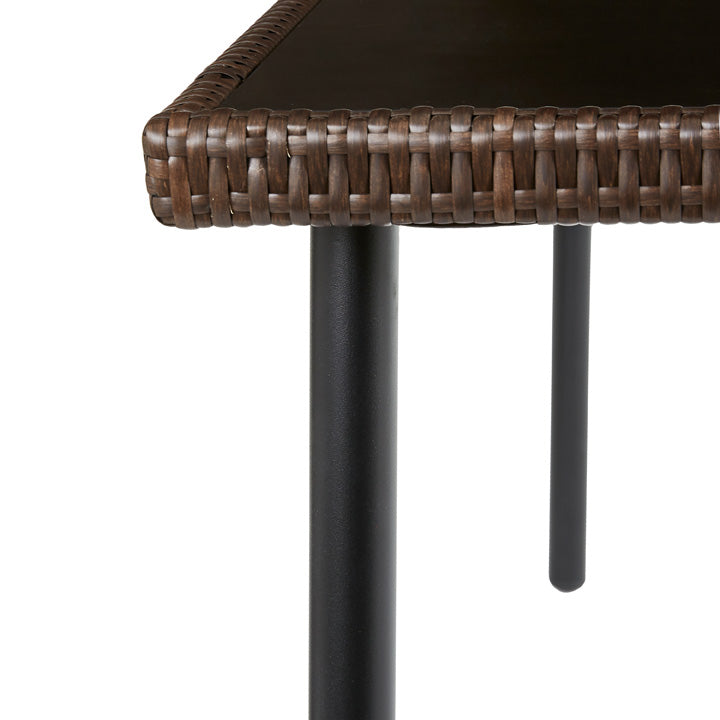 Naterial Mesa Tipo Ratán para Jardín de Acero con Cristal Apto para Exterior, Modelo Zena