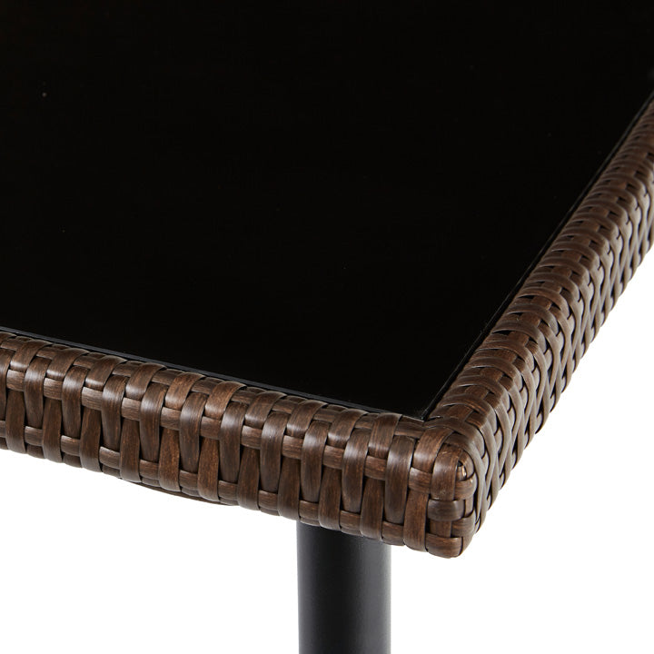 Naterial Mesa Tipo Ratán para Jardín de Acero con Cristal Apto para Exterior, Modelo Zena