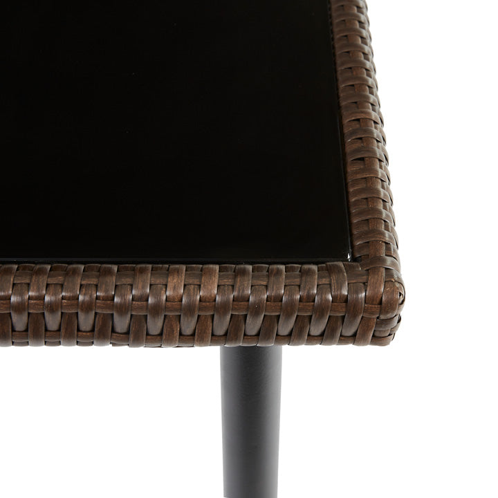 Naterial Mesa Tipo Ratán para Jardín de Acero con Cristal Apto para Exterior, Modelo Zena