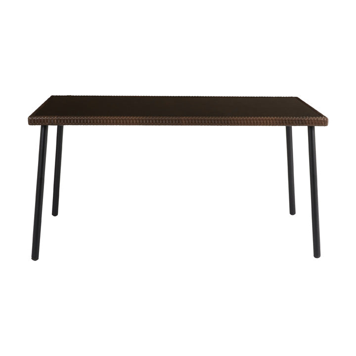 Naterial Mesa Tipo Ratán para Jardín de Acero con Cristal Apto para Exterior, Modelo Zena